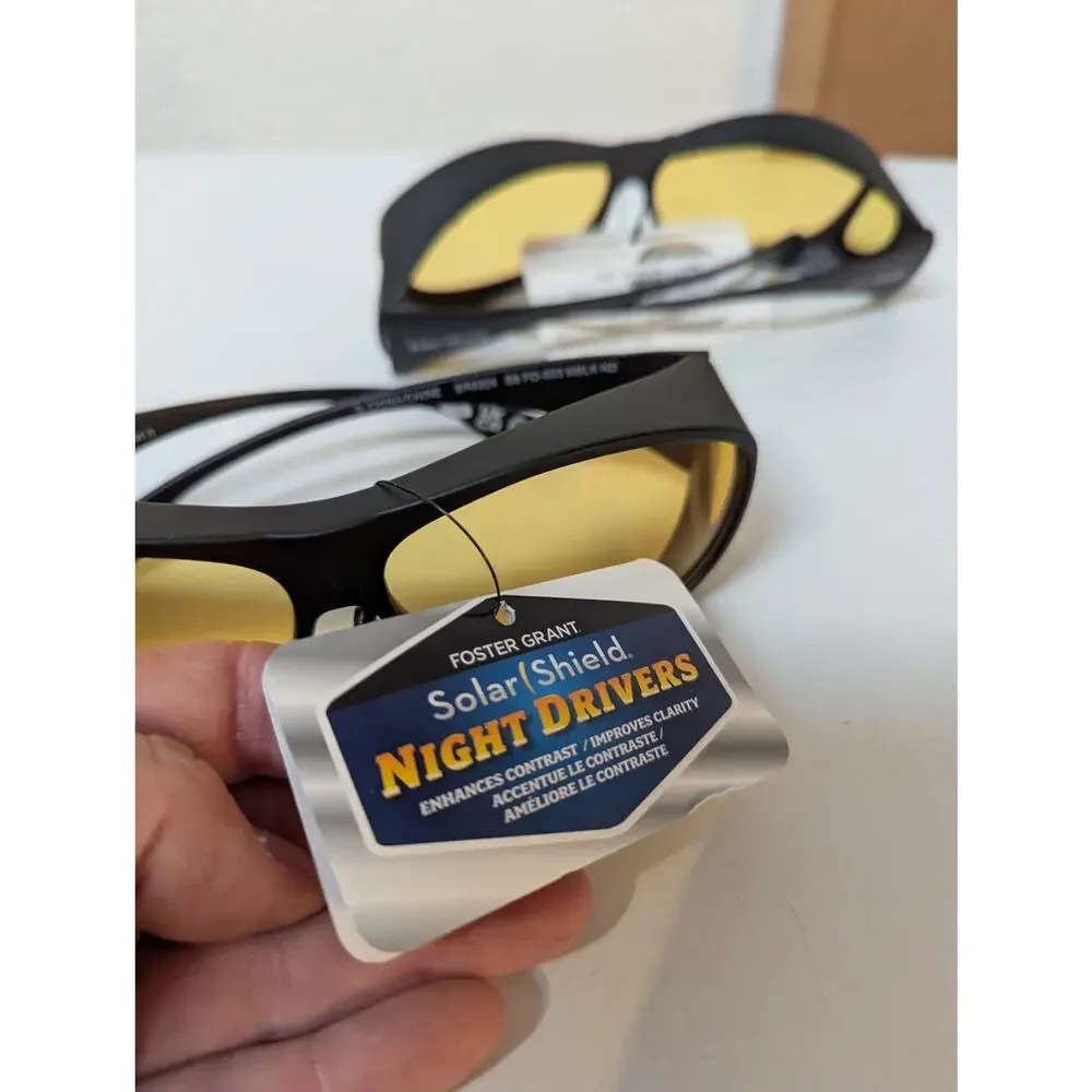 Foster Grant Solar Shield Night Drivers 10600712.MCV glasses NWT set of 2